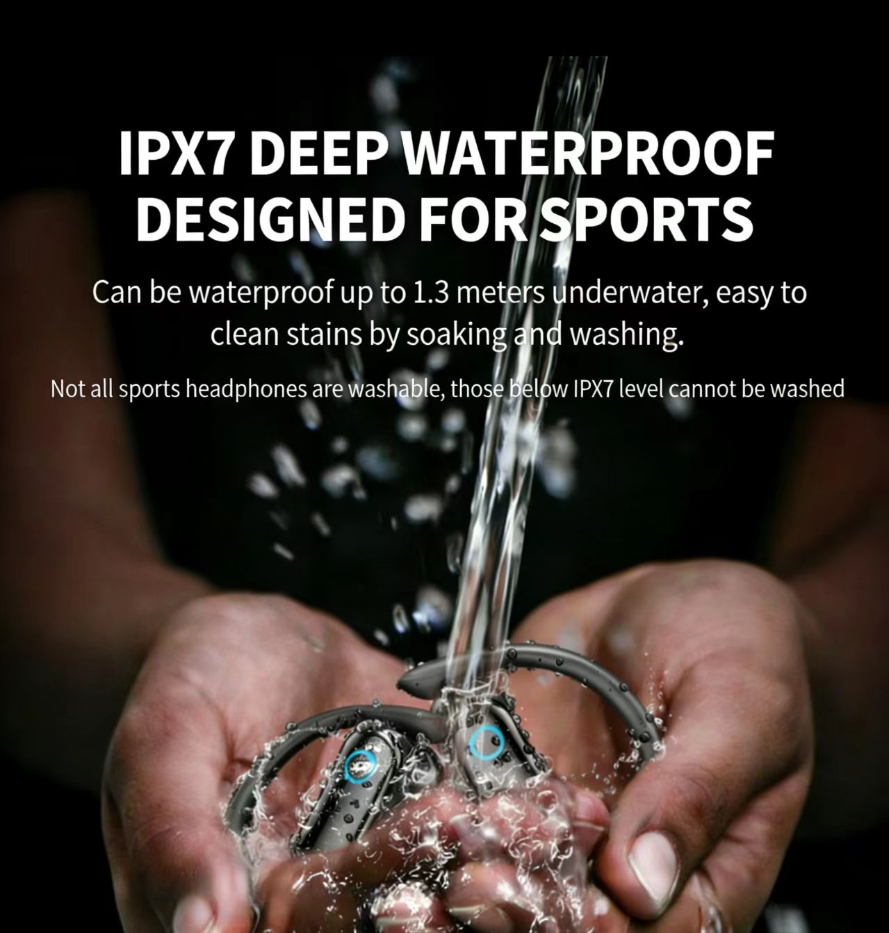 IPX7防水TWSスポーツBluetoothイヤホン、高音質ステレオ、イヤーフックデザイン