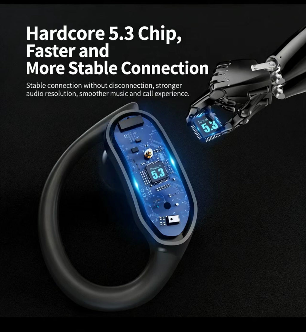 IPX7防水TWSスポーツBluetoothイヤホン、高音質ステレオ、イヤーフックデザイン