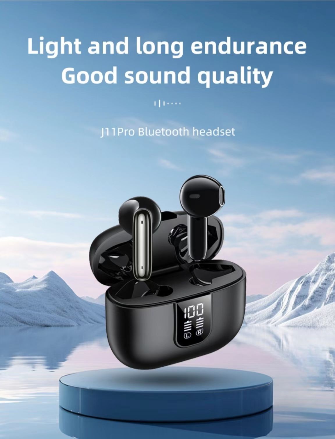 デジタルディスプレイ搭載のTWS Bluetoothイヤホン。デュアルマイクENC、低遅延、超長時間バッテリー駆動で音楽鑑賞に最適。