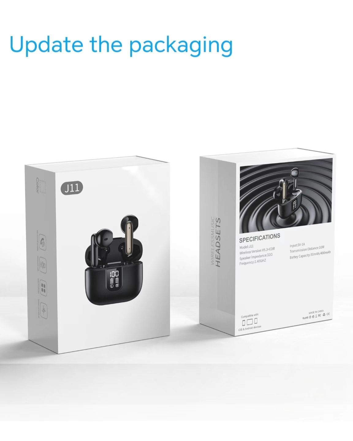 デジタルディスプレイ搭載のTWS Bluetoothイヤホン。デュアルマイクENC、低遅延、超長時間バッテリー駆動で音楽鑑賞に最適。