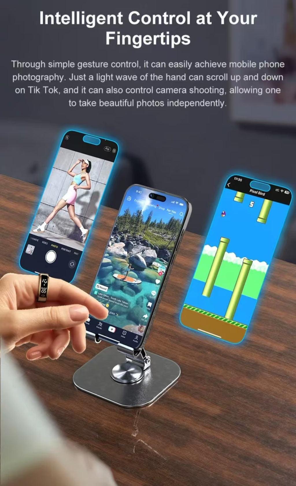 R11Cスマートリング：ディスプレイ画面、心拍数、血中酸素濃度、睡眠モニタリング、歩数とカロリー追跡、スポーツ用タッチコントロール機能を搭載。