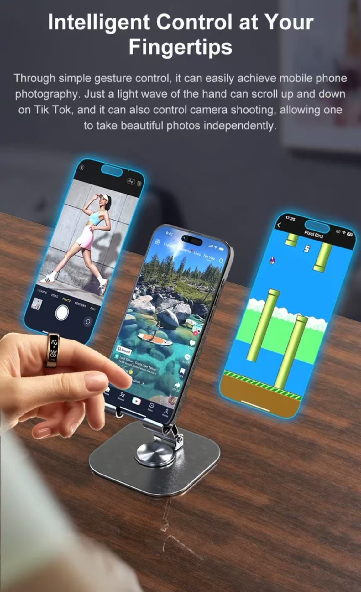 R11Cスマートリング：ディスプレイ画面、心拍数、血中酸素濃度、睡眠モニタリング、歩数とカロリー追跡、スポーツ用タッチコントロール機能を搭載。