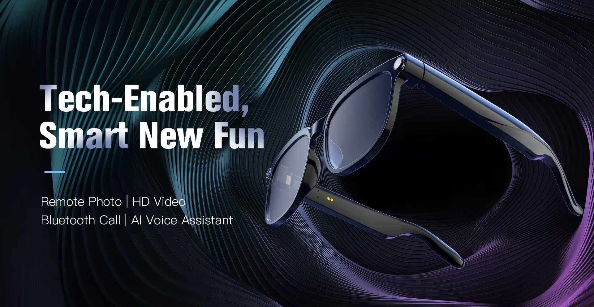 8MPの写真/ビデオ撮影、リアルタイム翻訳、Bluetooth通話、AIアシスタント機能を搭載したスマートグラス。
