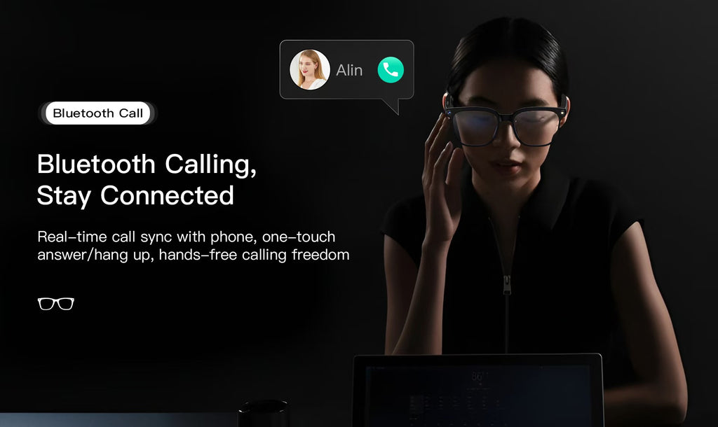 8MPの写真/ビデオ撮影、リアルタイム翻訳、Bluetooth通話、AIアシスタント機能を搭載したスマートグラス。