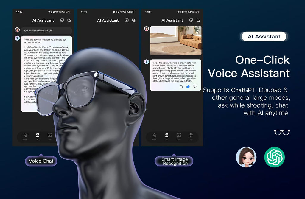 8MPの写真/ビデオ撮影、リアルタイム翻訳、Bluetooth通話、AIアシスタント機能を搭載したスマートグラス。