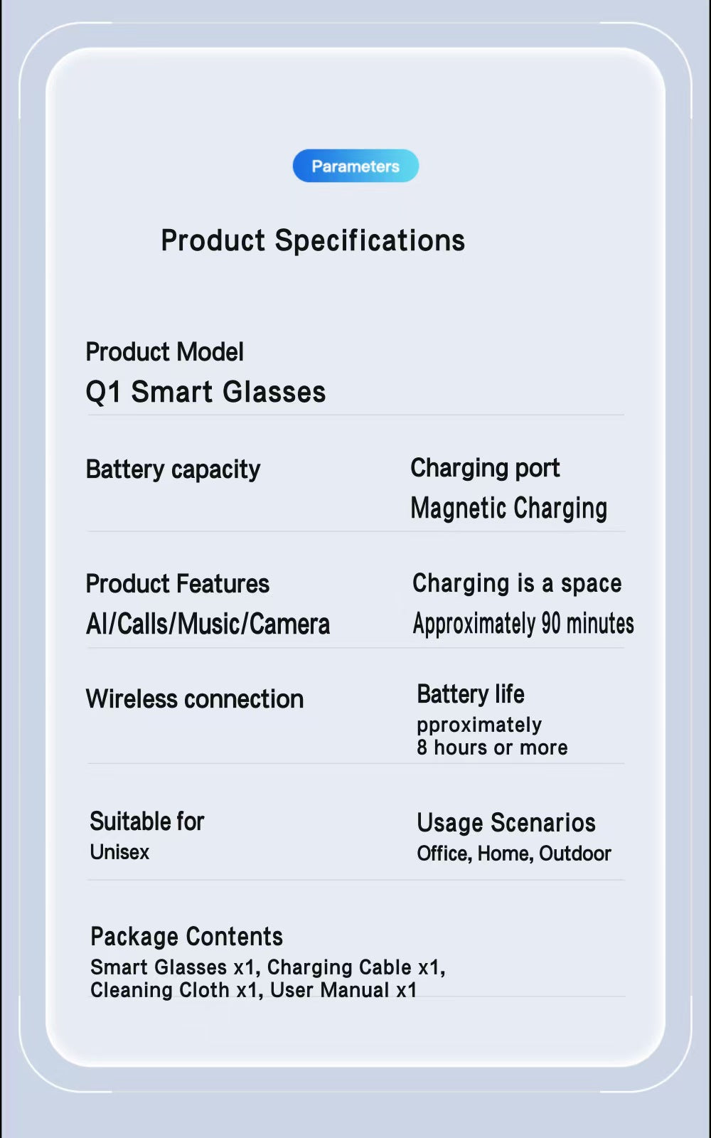13MP調光レンズ搭載のAI翻訳スマートグラス。リアルタイム翻訳、写真/動画の手ぶれ補正、通話ノイズキャンセリング、AIアシスタント機能を搭載。