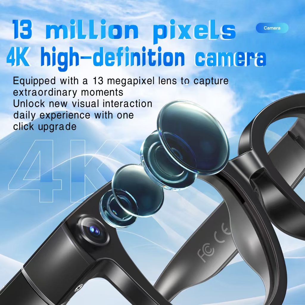 13MP調光レンズ搭載のAI翻訳スマートグラス。リアルタイム翻訳、写真/動画の手ぶれ補正、通話ノイズキャンセリング、AIアシスタント機能を搭載。