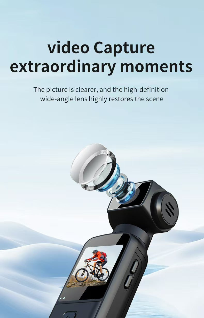 4K Ultra HD手ぶれ補正ポケットカメラ、屋外防水サイクリングDV、Vlogやアクション撮影用270°回転スクリーン搭載。