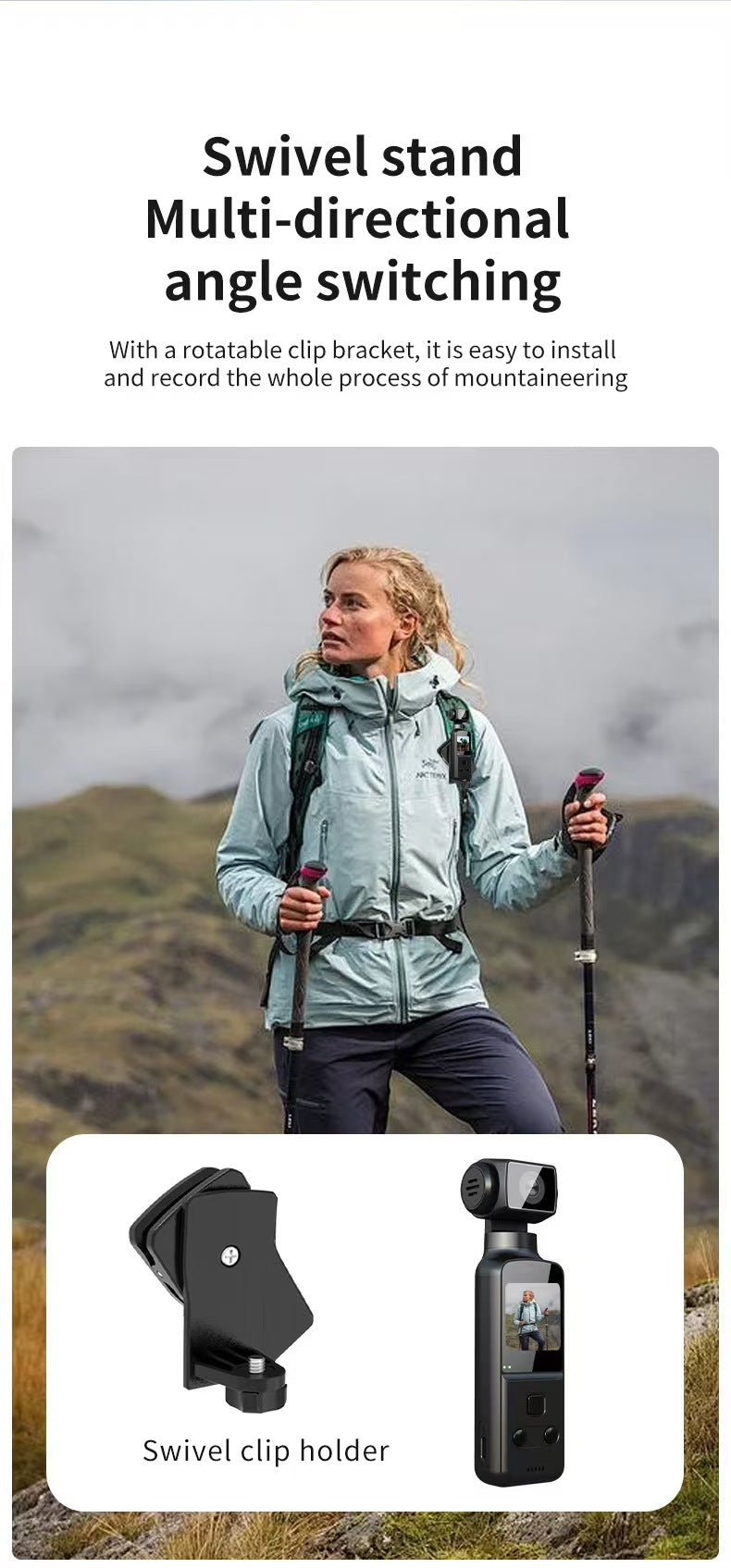 4K Ultra HD手ぶれ補正ポケットカメラ、屋外防水サイクリングDV、Vlogやアクション撮影用270°回転スクリーン搭載。