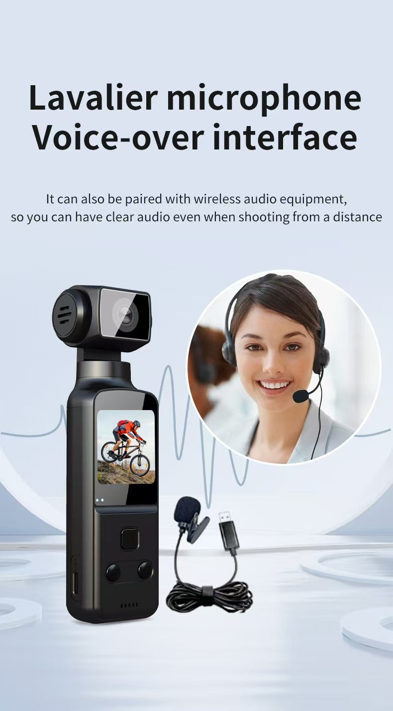 4K Ultra HD手ぶれ補正ポケットカメラ、屋外防水サイクリングDV、Vlogやアクション撮影用270°回転スクリーン搭載。