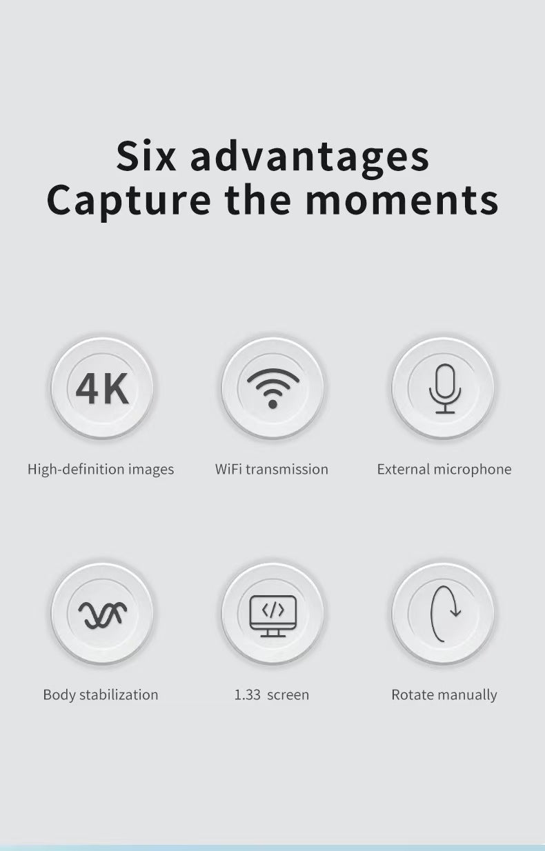 4K Ultra HD手ぶれ補正ポケットカメラ、屋外防水サイクリングDV、Vlogやアクション撮影用270°回転スクリーン搭載。