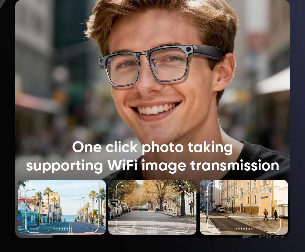 AIスマートグラスG1、8MP HD写真/ビデオ、リアルタイム翻訳、スマートBluetoothを搭載した、新しいセミリムレスビジネススタイル。