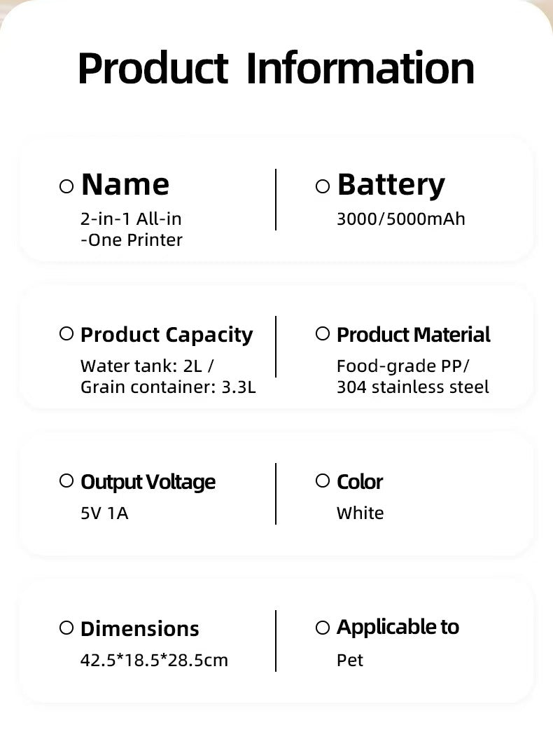 猫と犬のための、温度調節機能付きコードレス自動給餌器＆給水器（2in1）オールインワンユニット