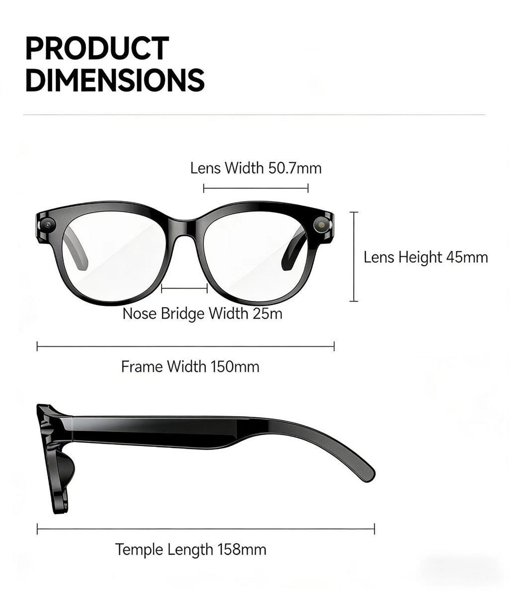 AIスマートグラス 8MP 多機能HD写真撮影、ビデオ録画、物体認識、通話機能、データ送信機能付き、モデルM89。