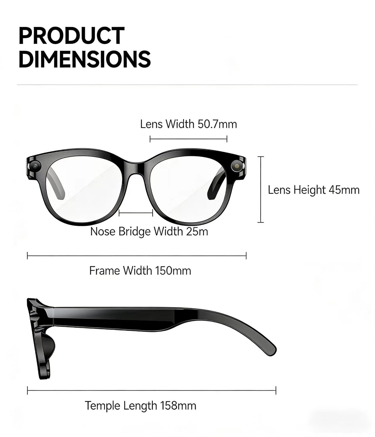 AIスマートグラス 8MP 多機能HD写真撮影、ビデオ録画、物体認識、通話機能、データ送信機能付き、モデルM89。