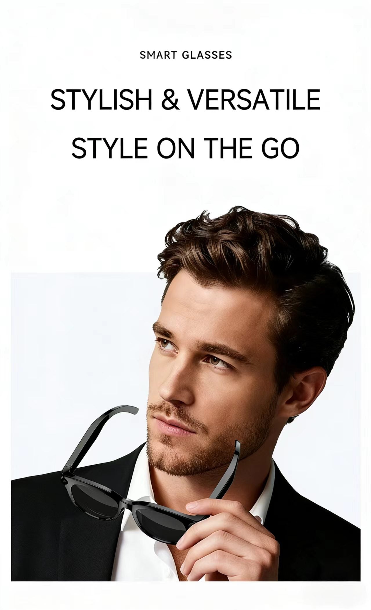 AIスマートグラス 8MP 多機能HD写真撮影、ビデオ録画、物体認識、通話機能、データ送信機能付き、モデルM89。