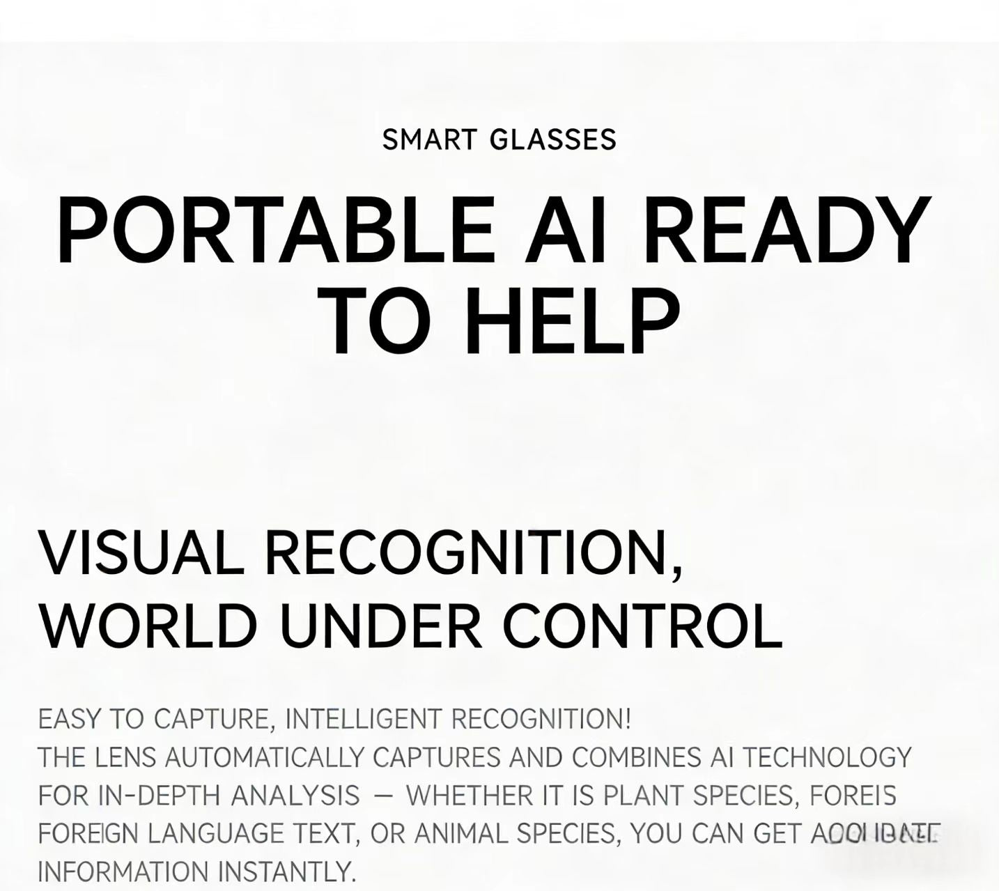 AIスマートグラス 8MP 多機能HD写真撮影、ビデオ録画、物体認識、通話機能、データ送信機能付き、モデルM89。