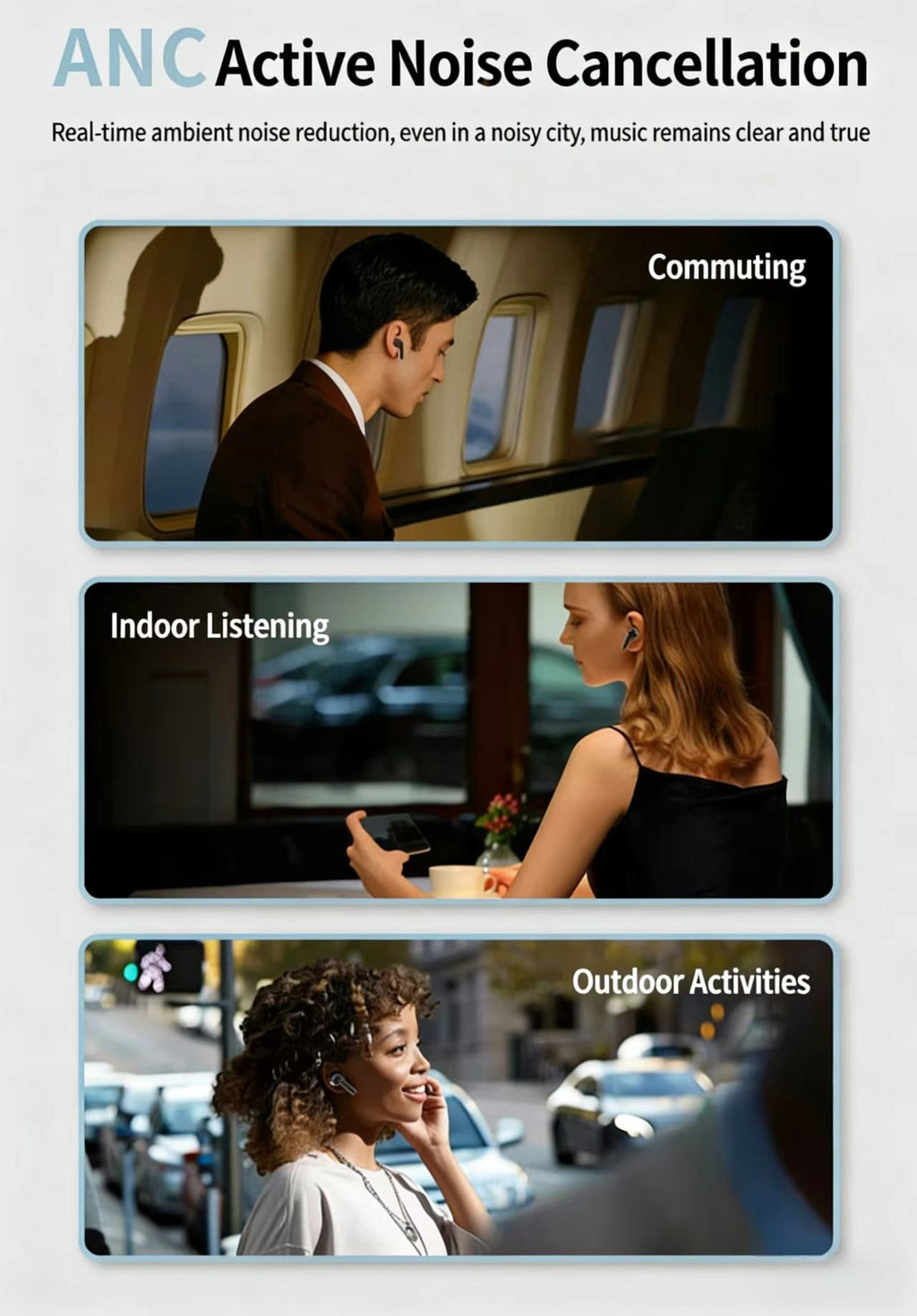 AIスマート翻訳Bluetoothイヤホン：アクティブノイズキャンセリング（ANC）、多言語リアルタイム通訳に対応。