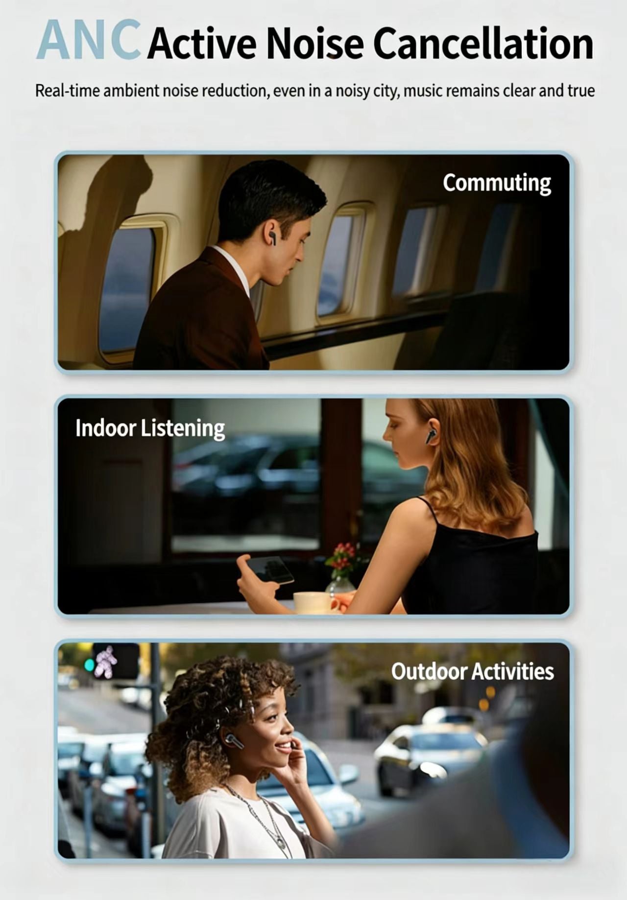 AIスマート翻訳Bluetoothイヤホン：アクティブノイズキャンセリング（ANC）、多言語リアルタイム通訳に対応。