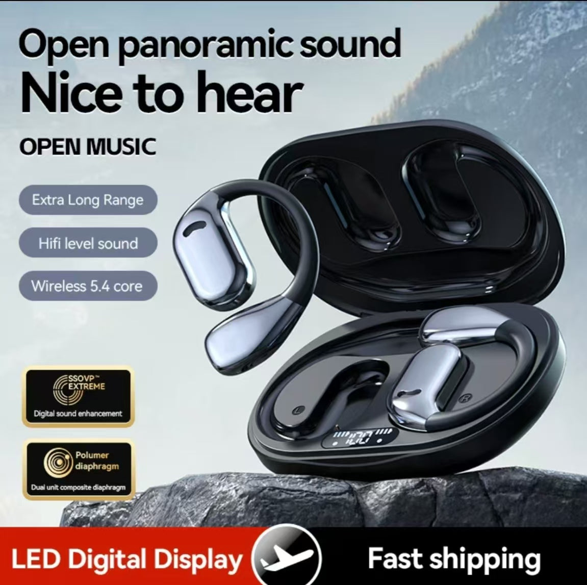 AIスマート双方向リアルタイム翻訳機能を搭載したM75オープンイヤーOWS Bluetoothヘッドホン