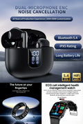 ET580 Smart Watch, R11 Sports Ring & LED Digital Display Dual-Mic ENC TWS Bluetooth Earbuds