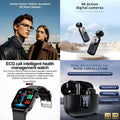 4-in-1 Smart Lifestyle Bundle | G3 Smart Glasses + 4K Action Camera + ECG Call Health Watch + Dual Mic ENC Noise Canceling Earbuds