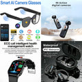 4-in-1 Smart AI Health & Adventure Bundle: AI Camera Glasses + 4K Action Camera + ECG Call Health Watch + IPX7 Waterproof Earbuds